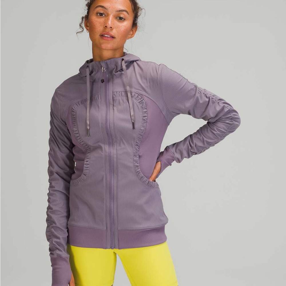 Lululemon ruffle dance studio jacket plum size 6 reversible